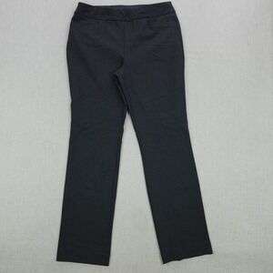 Chicos Pants Womens 1R US8 Grey Straight Leg Trousers Stretch Mid Rise Corporate